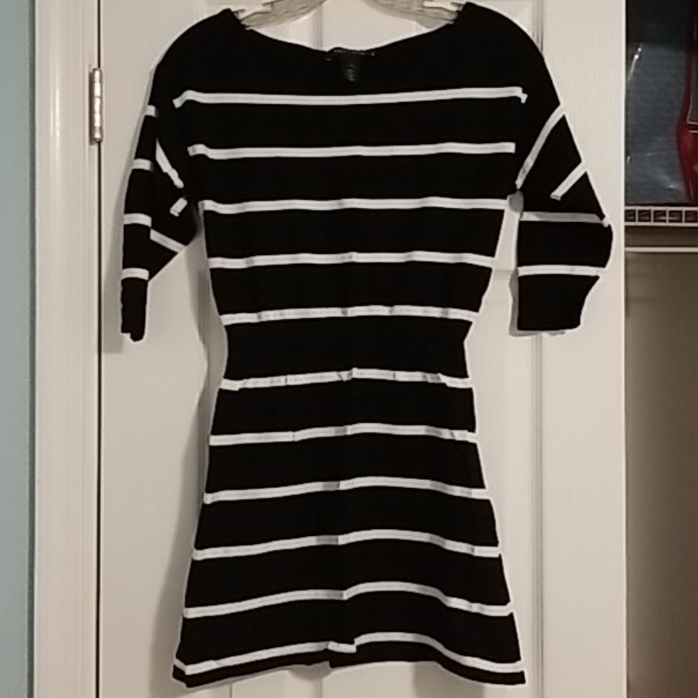 WHBM Black & White Sweater Dress